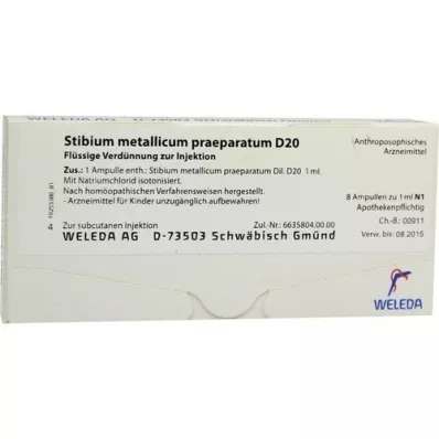 STIBIUM METALLICUM PRAEPARATUM D 20 fiale, 8X1 ml