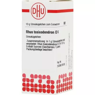 RHUS TOXICODENDRON D 6 globuli, 10 g