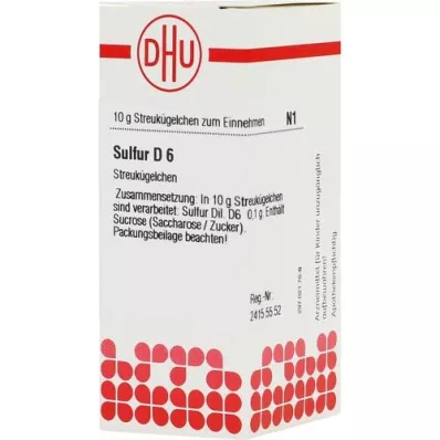 SULFUR D 6 globuli, 10 g