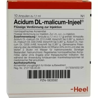 ACIDUM DL-malicum Injeel fiale, 10 pz ACIDUM DL-malicum Injeel fiale, 10 pz