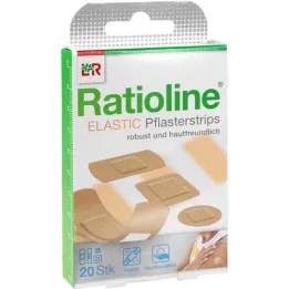 RATIOLINE strisce elastiche di cerotto in 4 misure, 20 pezzi