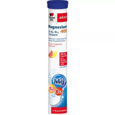 DOPPELHERZ Magnesio 400+B1+B6+B12+Acido Folico BTA, 15 pz