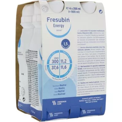 FRESUBIN ENERGY DRINK Borraccia neutra, 4X200 ml FRESUBIN ENERGY DRINK Borraccia neutra, 4X200 ml