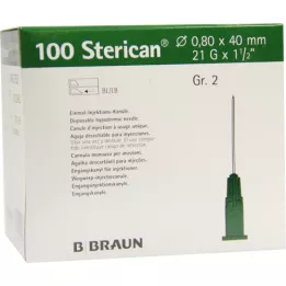 STERICAN Cannule Luer-Lok 0,80x40 mm misura 2 verde, 100 pezzi