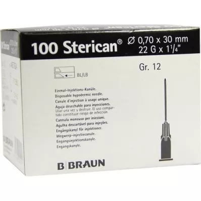 STERICAN Cannule Luer-Lok 0,70x30 mm misura 12 nere, 100 pezzi STERICAN Cannule Luer-Lok 0,70x30 mm misura 12 nere, 100 pezzi