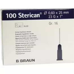 STERICAN Cannule Luer-Lok 0,60x25 mm misura 16 blu, 100 pezzi
