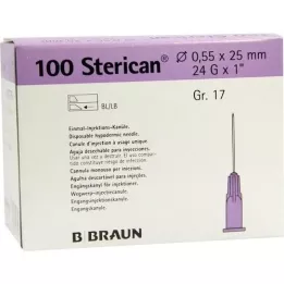 STERICAN Cannule Luer-Lok 0,55x25 mm misura 17 viola, 100 pezzi