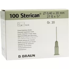 STERICAN Cannule Luer-Lok 0,40x20 mm misura 20 grigio, 100 pezzi