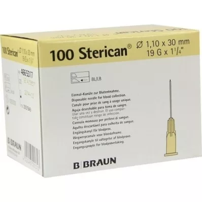 STERICAN Cannule 19 Gx1 1/4 1,1x30 mm, 100 pezzi STERICAN Cannule 19 Gx1 1/4 1,1x30 mm, 100 pezzi