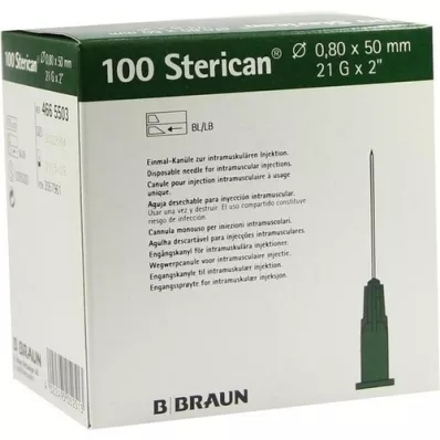 STERICAN Cannule 21 Gx2 0,8x50 mm, 100 pezzi STERICAN Cannule 21 Gx2 0,8x50 mm, 100 pezzi
