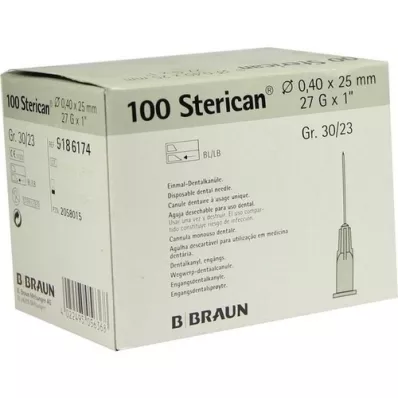 STERICAN Bombola dentale Luer 0,4x25 mm, 100 pz