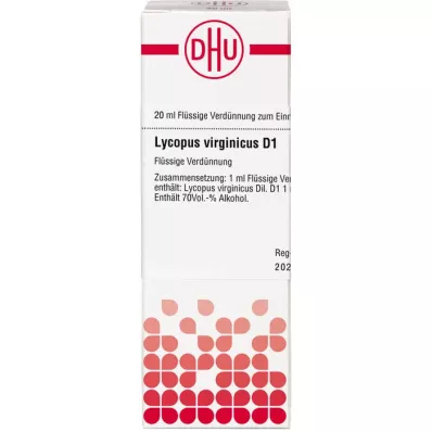 LYCOPUS VIRGINICUS Diluizione D 1, 20 ml LYCOPUS VIRGINICUS Diluizione D 1, 20 ml