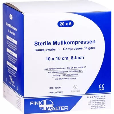 MULLKOMPRESSEN 10x10 cm sterile 8 volte, 20X5 pz MULLKOMPRESSEN 10x10 cm sterile 8 volte, 20X5 pz
