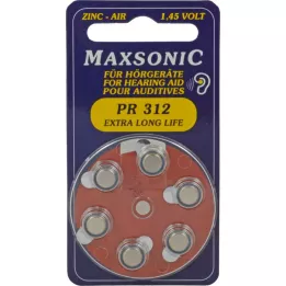 BATTERIEN per apparecchi acustici Maxsonic PR312, 6 pz