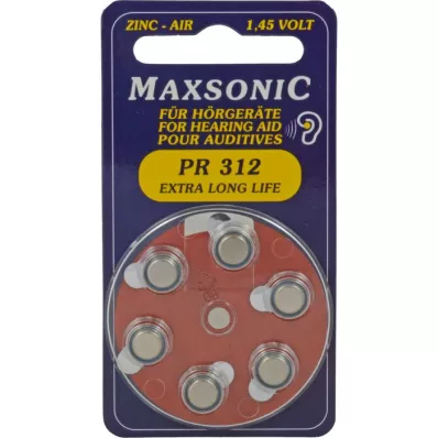 BATTERIEN per apparecchi acustici Maxsonic PR312, 6 pz BATTERIEN per apparecchi acustici Maxsonic PR312, 6 pz