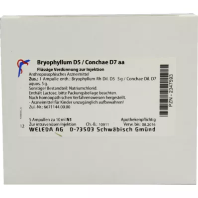 BRYOPHYLLUM D 5/Conchae D 7 fiale, 5X10 ml BRYOPHYLLUM D 5/Conchae D 7 fiale, 5X10 ml