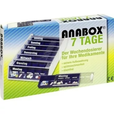 ANABOX dosatore settimanale 7 giorni blu, 1 pz