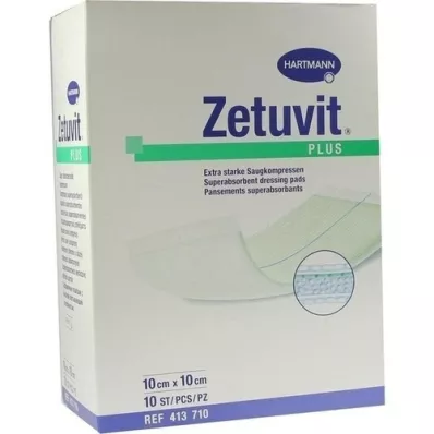 ZETUVIT Plus extra strong absorbent compress, sterile 10x10 cm, 10 pz