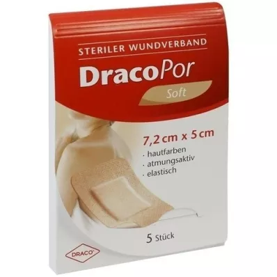 DRACOPOR Medicazione per ferita 5x7,2 cm sterile color pelle, 5 pz