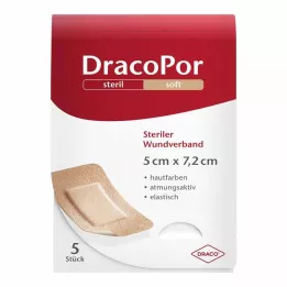 DRACOPOR Medicazione per ferita 5x7,2 cm sterile color pelle, 5 pz