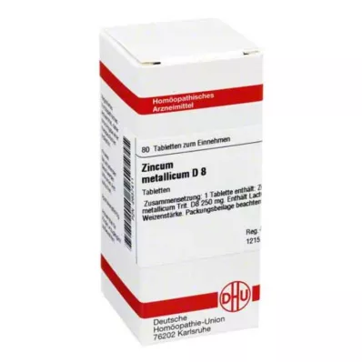 ZINCUM METALLICUM D 8 compresse, 80 pz