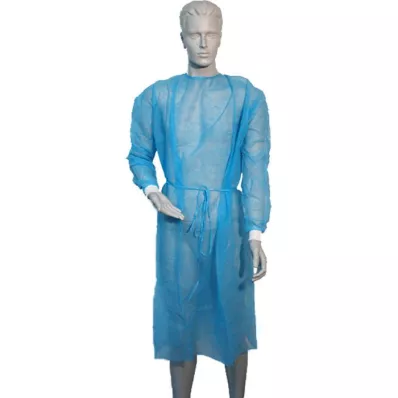 BESUCHERKITTEL con polsino in maglia da legare 120x144 cm blu, 10 pz
