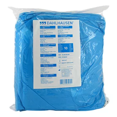 BESUCHERKITTEL con polsino in maglia da legare 120x144 cm blu, 10 pz