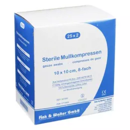 MULLKOMPRESSEN 10x10 cm sterile 8x, 25X2 pz