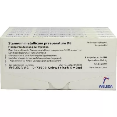 STANNUM METALLICUM praeparatum D 8 fiale, 48X1 ml