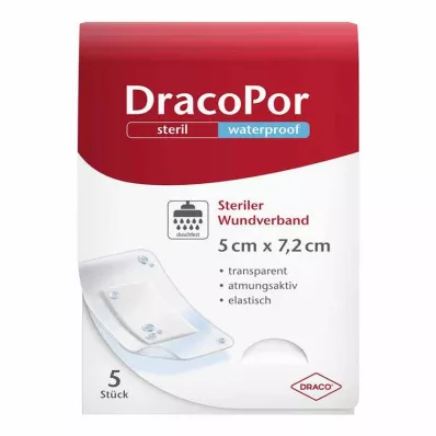DRACOPOR medicazione impermeabile per ferite 5x7,2 cm sterile, 5 pz DRACOPOR medicazione impermeabile per ferite 5x7,2 cm sterile, 5 pz