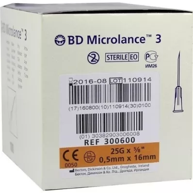 BD MICROLANCE Cannula 25 G 5/8 0,5x16 mm, 100 pz
