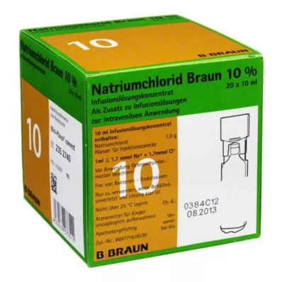 Sodio cloruro 10% Braun Mpc soluzione per infusione concentrata, 20x10 ml