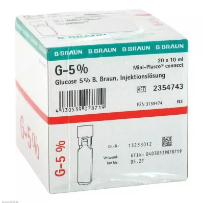 Soluzione iniettabile di glucosio 5% Braun Mini Plasco connect, 20X10 ml