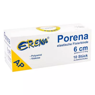 PORENA Benda di garza elastica da 6 cm bianca senza involucro, 10 pz