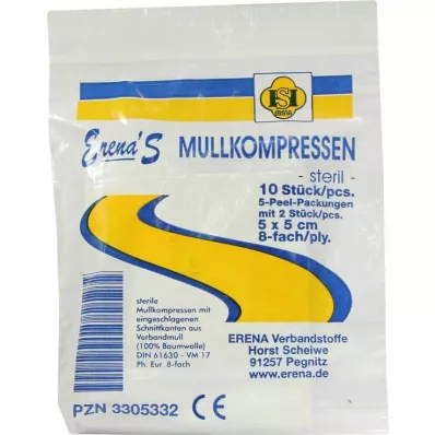 ERENA Impacco di garza, 5x5 cm, sterile, 8x5, 5X2 pz