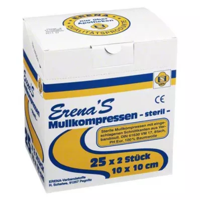 ERENA Garza compressa 10x10 cm sterile 8x, 25X2 pz