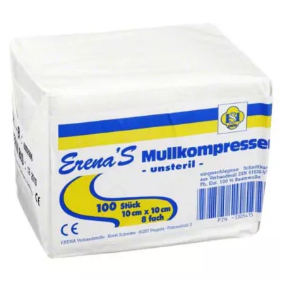 ERENA Garza compressa 10x10 cm non sterile 8x, 100 pz ERENA Garza compressa 10x10 cm non sterile 8x, 100 pz