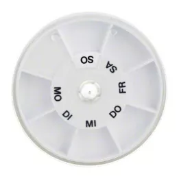 TABLETTENSPENDER Icron 7 scomparti con coperchio trasparente rotondo, 1 pz