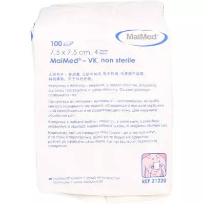 VLIESSTOFF-KOMPRESSEN 7,5x7,5 cm non sterile a 4 pieghe, 100 pz