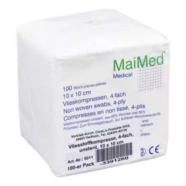 VLIESSTOFF-KOMPRESSEN non sterile 10x10 cm 4-fold, 100 pz