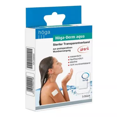 HÖGA-DERM aqua ste.Transp.Dressing.with.Wound.Res.5x7 cm, 5 pz
