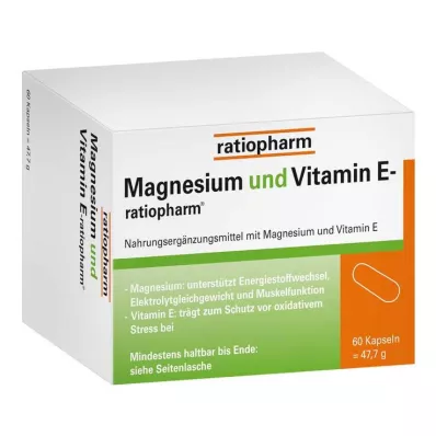 Ratiopharm di magnesio e vitamina E, 60 pezzi Ratiopharm di magnesio e vitamina E, 60 pezzi