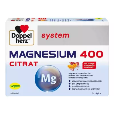 DOPPELHERZ Granuli di sistema di magnesio 400 citrato, 20 pz