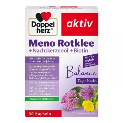 DOPPELHERZ Meno Trifoglio rosso+Olio di primula notturno+Biotina in capsule, 30 pz