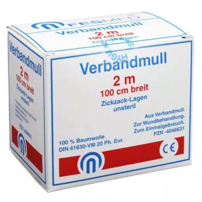 VERBANDMULL 2x1 m zigzag BW 20/100 non sterile, 1 pz