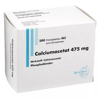 CALCIUMACETAT 475 mg compresse rivestite con film, 200 pezzi CALCIUMACETAT 475 mg compresse rivestite con film, 200 pezzi