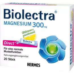 BIOLECTRA Magnesio 300 mg Bastoncini diretti al limone, 20 pezzi