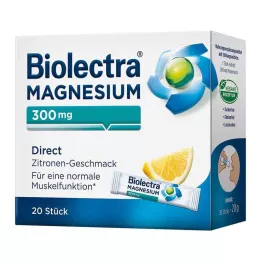 BIOLECTRA Magnesio 300 mg Bastoncini diretti al limone, 20 pezzi