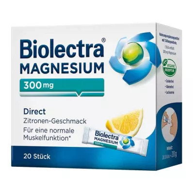BIOLECTRA Magnesio 300 mg Bastoncini diretti al limone, 20 pezzi BIOLECTRA Magnesio 300 mg Bastoncini diretti al limone, 20 pezzi