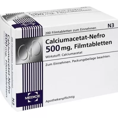 CALCIUMACETAT NEFRO 500 mg compresse rivestite con film, 200 pz